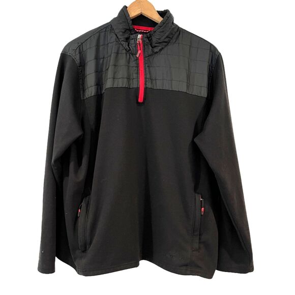 Eddie Bauer Men's Black Pullover Mixed Fabric Fleece Pockets XXL - Picture 1 of 9